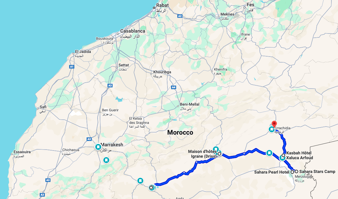 Route through the desert